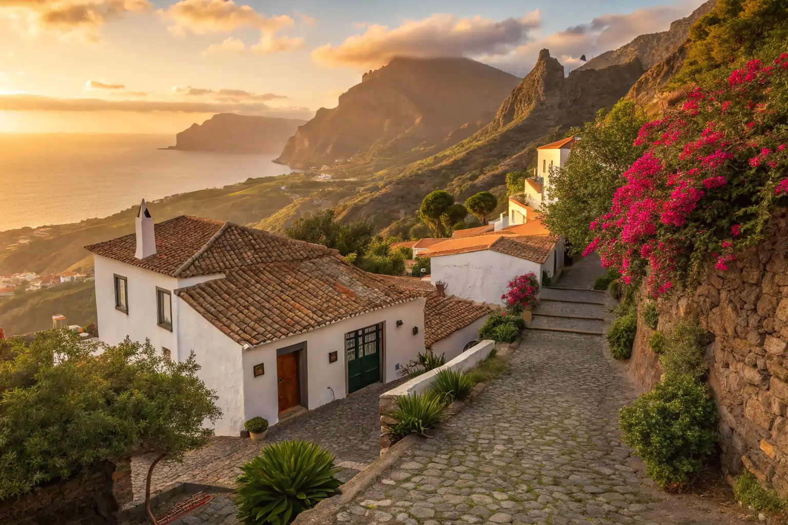 Pueblo andaluz al atardecer: romance y calma en la costa,Escapadas románticas en Andalucía