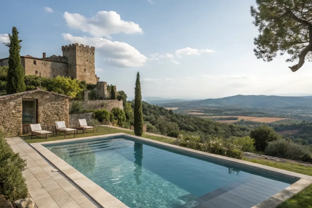 Sueñas con Vacaciones Privadas? Estas 5 Suites en España Tienen Piscina Solo para Ti Castillo con piscina privada y vistas al campo en el Empordà