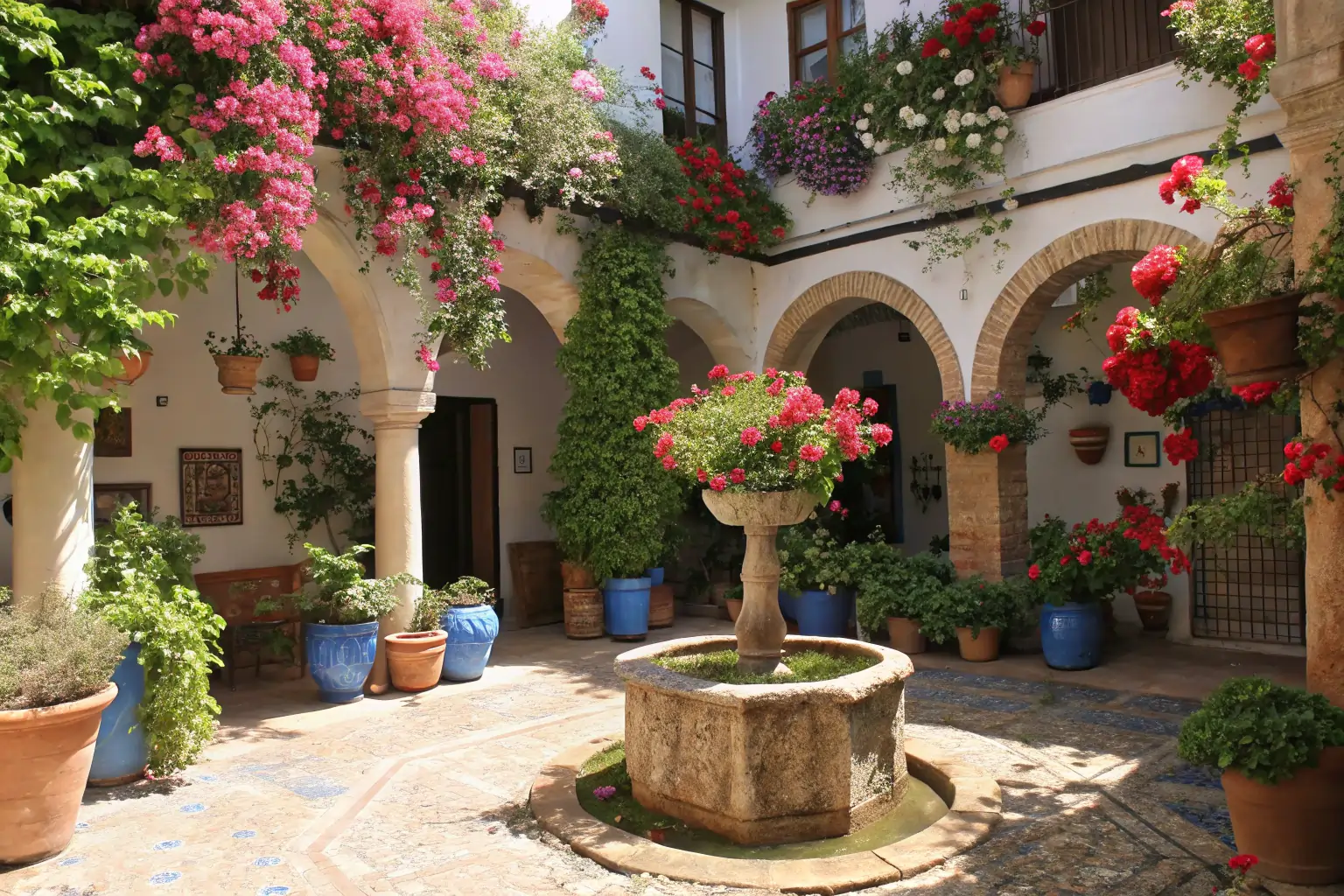 Córdoba mayo patio florido con fuente Córdoba: entre la historia y el Romanticismo