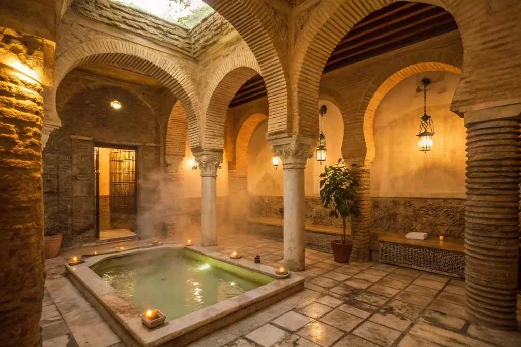 Granada: una ciudad de mil y una noches Interior de hammam árabe en Granada con atmósfera de calma