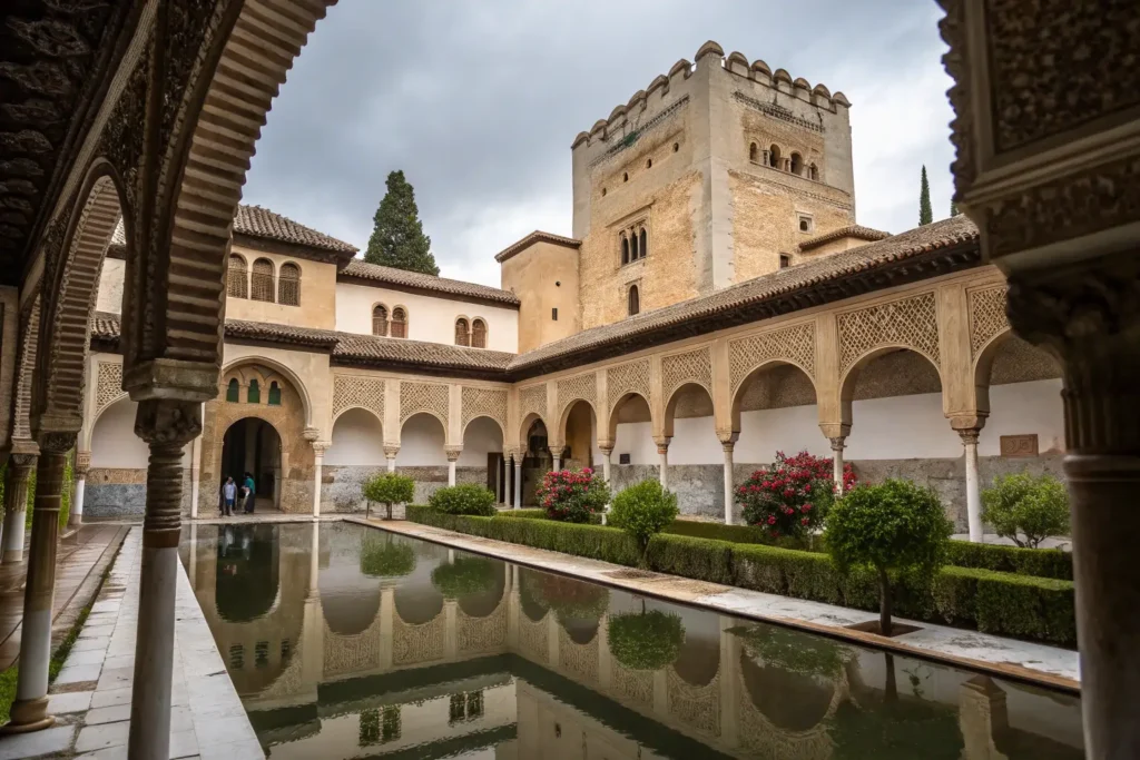 Granada: una ciudad de mil y una noches Vista tranquila del Patio de los Arrayanes y los jardines del Generalife