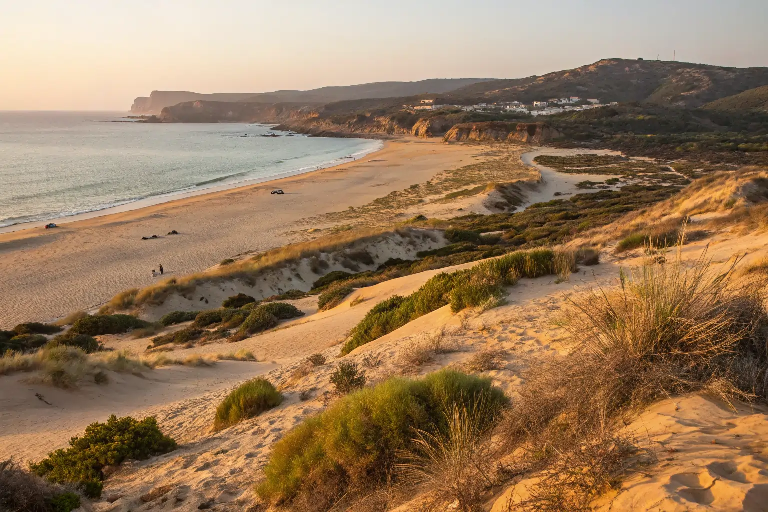 Playa secreta de la Costa de la Luz al atardecer