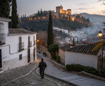 Granada al atardecer con Albaicín, Alhambra y atmósfera íntima